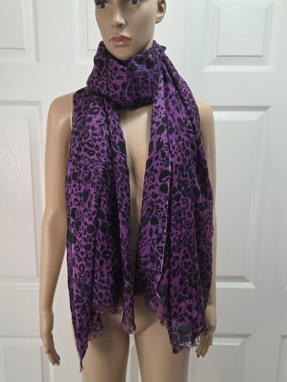 Calvin Klein Purple and Black Leopard Print Scarf